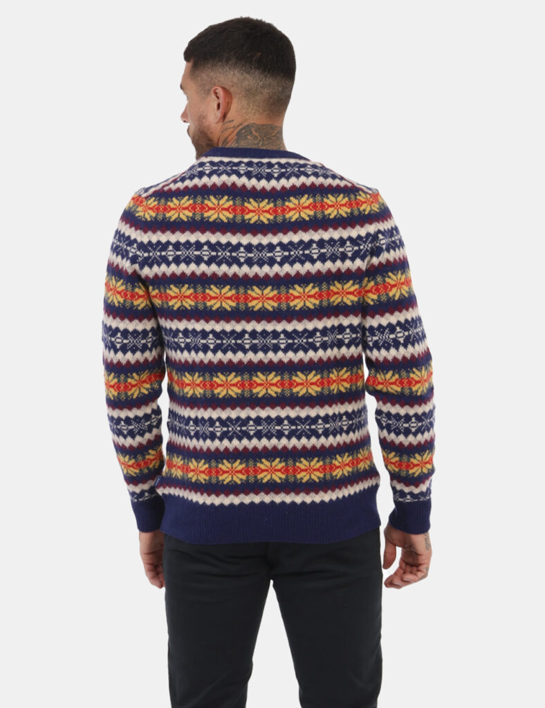 Maglione Gant Fantasia - Maglione in misto lana con girocollo classico. Il capo si sviluppa su base fantasia colorata blu/ro