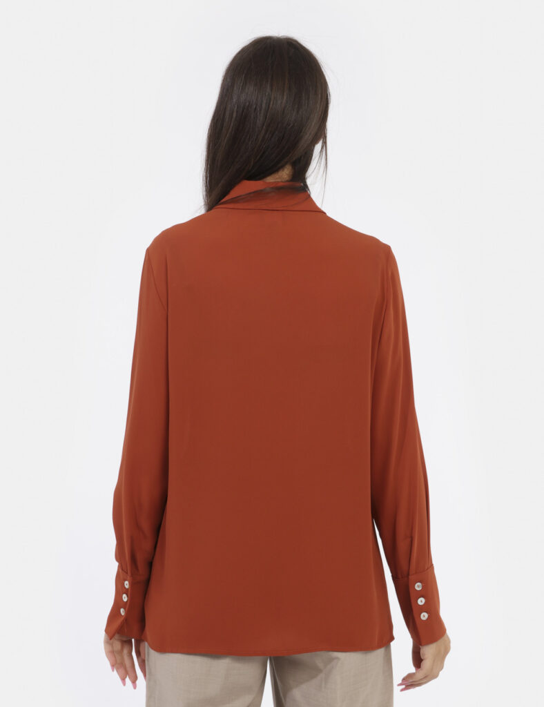 Camicia bluse elegante da donna scontata - Camicia Materica Arancione