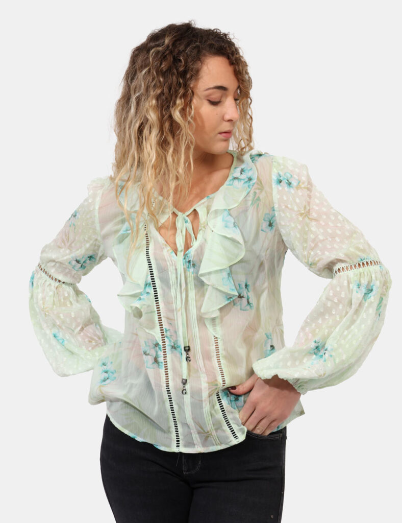 Camicia bluse elegante da donna scontata - Blusa Guess Verde