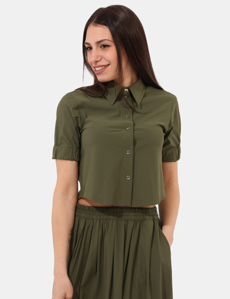 Camicia bluse elegante da donna scontata - Camicia Materica Verde