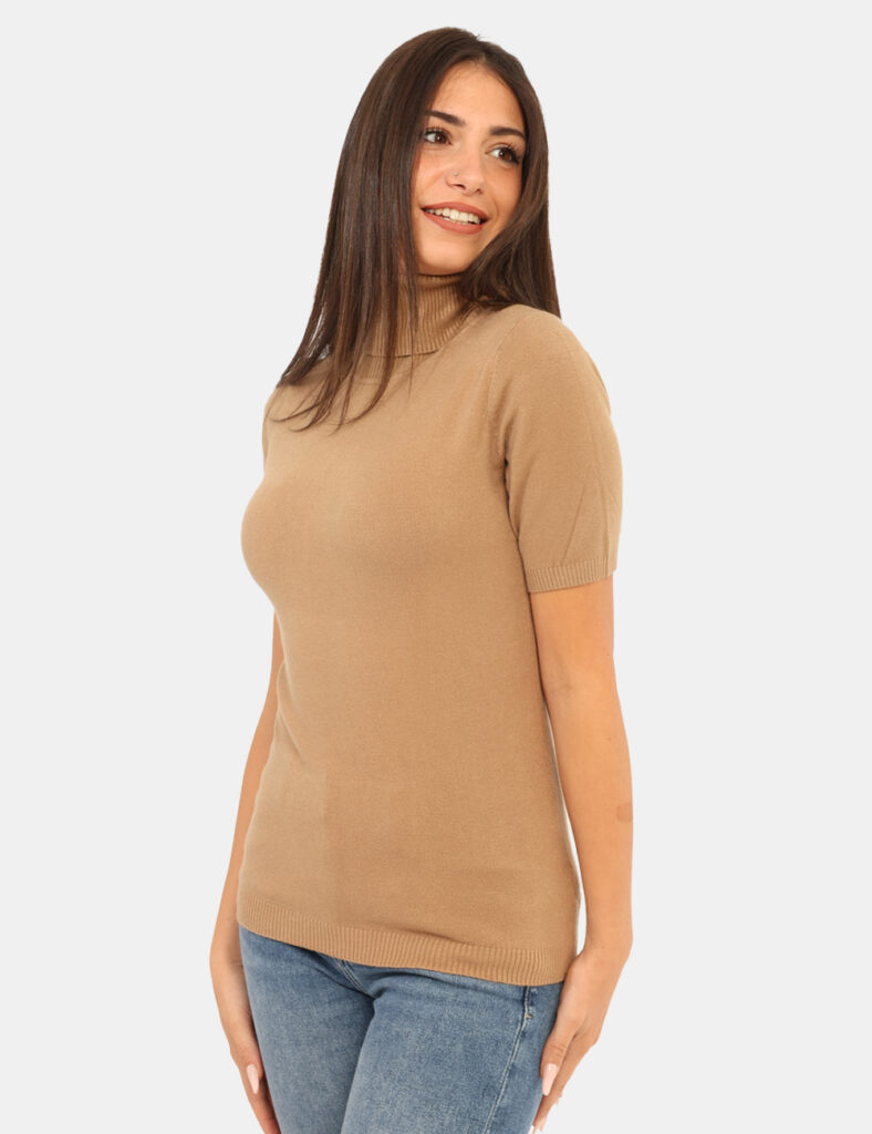 Maglie Rue De Clerie da donna - Dolcevita a maniche corte Rue De Clerie Marrone