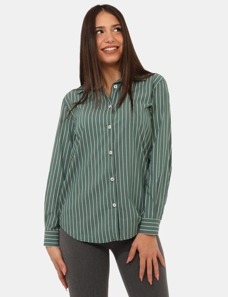 Camicia bluse elegante da donna scontata - Camicia Materica Verde
