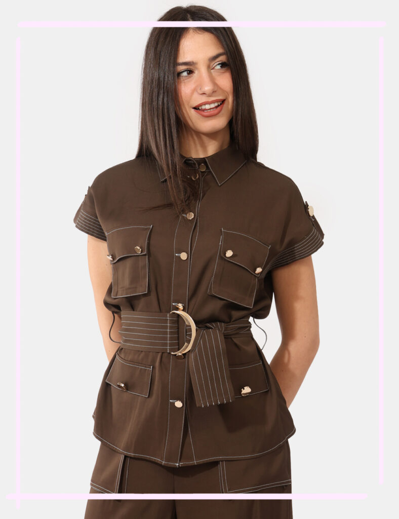 Camicia bluse elegante da donna scontata - Camicia Fracomina Marrone tg. S