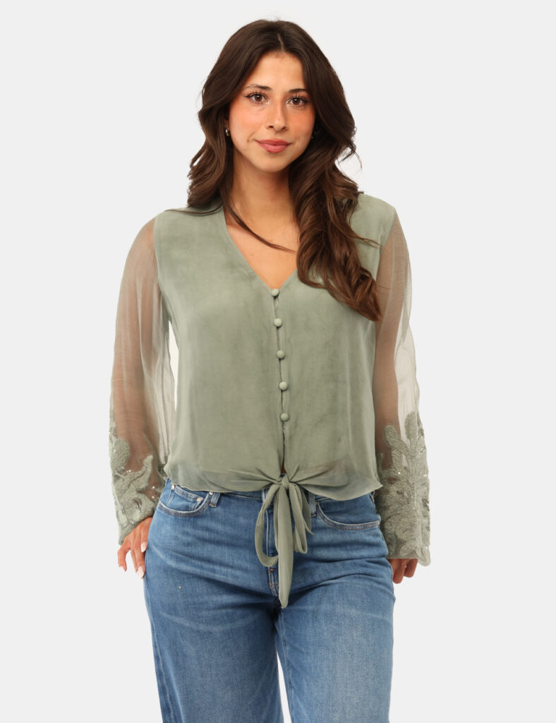 Camicia bluse elegante da donna scontata - Blusa Guess Verde
