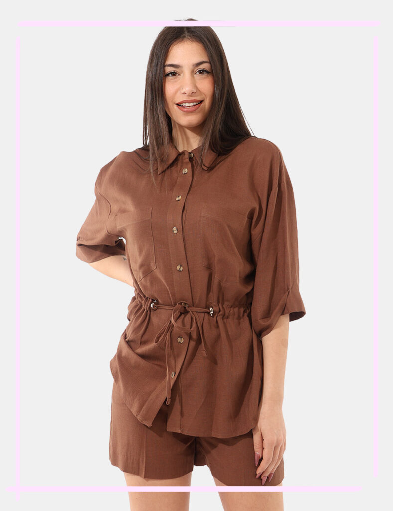 Camicia bluse elegante da donna scontata - Camicia Denny Rose Marrone tg.S