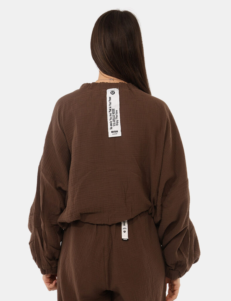 Camicia bluse elegante da donna scontata - Camicia Via Delle Rose Marrone