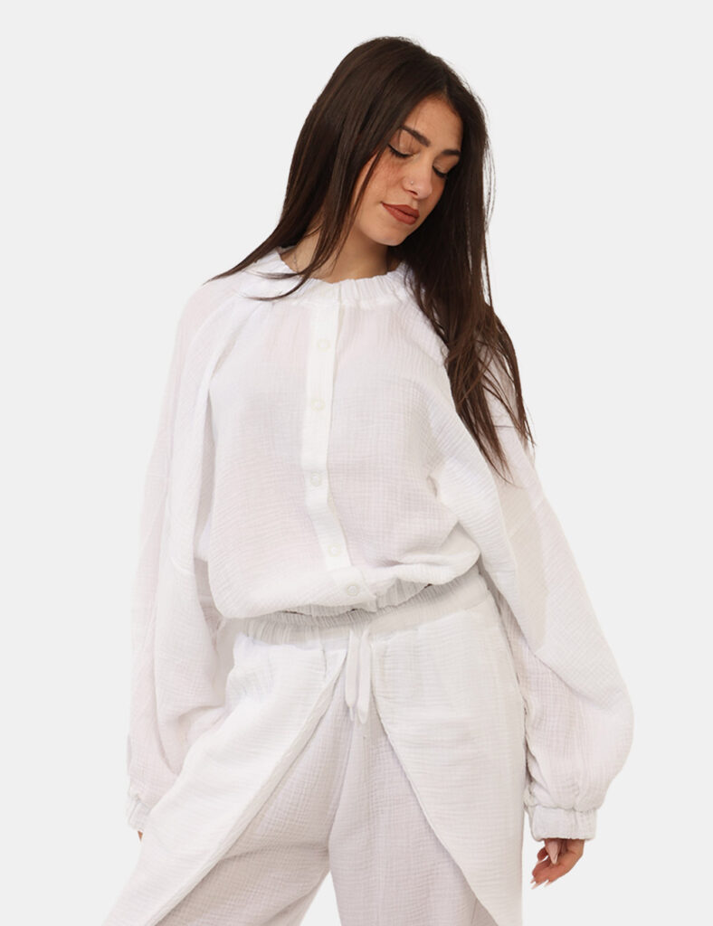 Camicia bluse elegante da donna scontata - Camicia Via Delle Rose Bianca