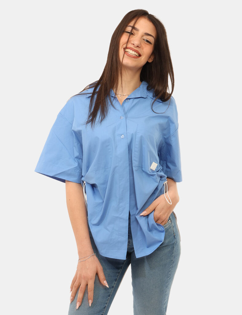 Camicia bluse elegante da donna scontata - Camicia Via Delle Rose Azzurro