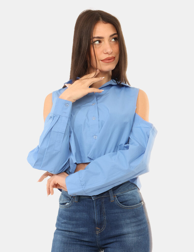 Camicia bluse elegante da donna scontata - Camicia Via Delle Rose Azzurra