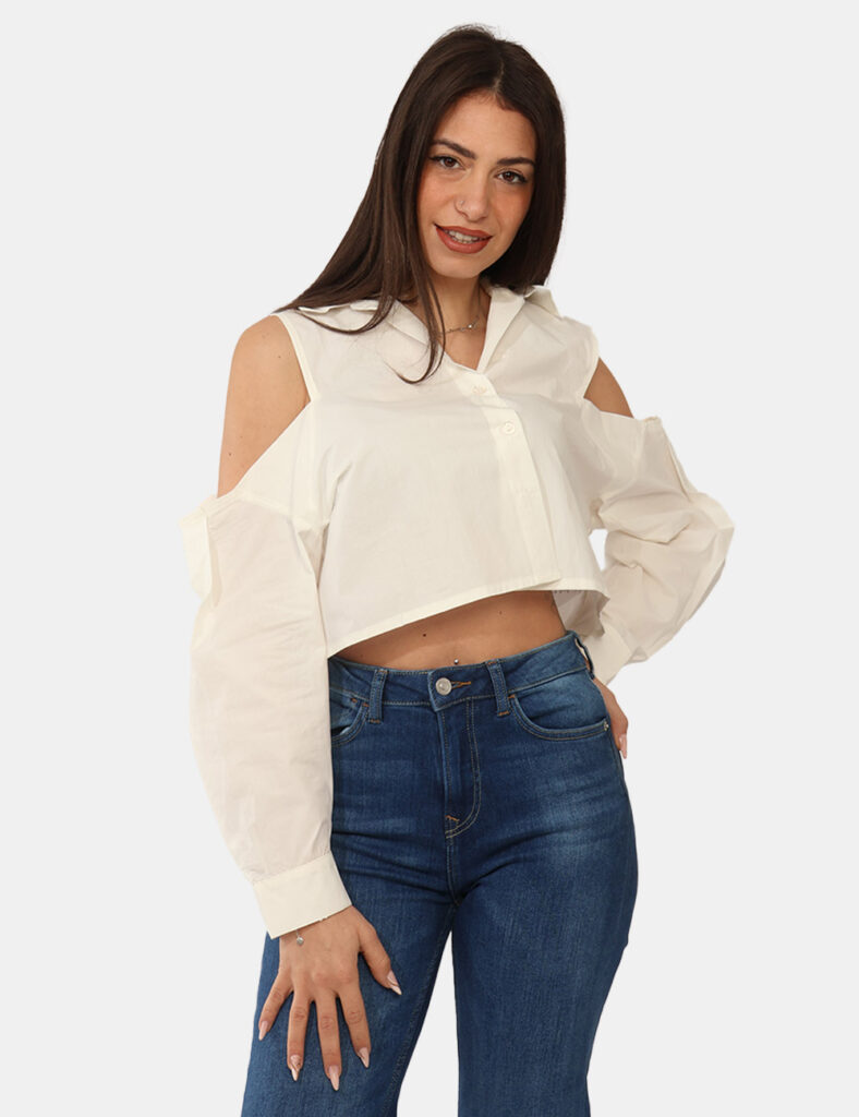 Camicia bluse elegante da donna scontata - Camicia Via Delle Rose Bianca
