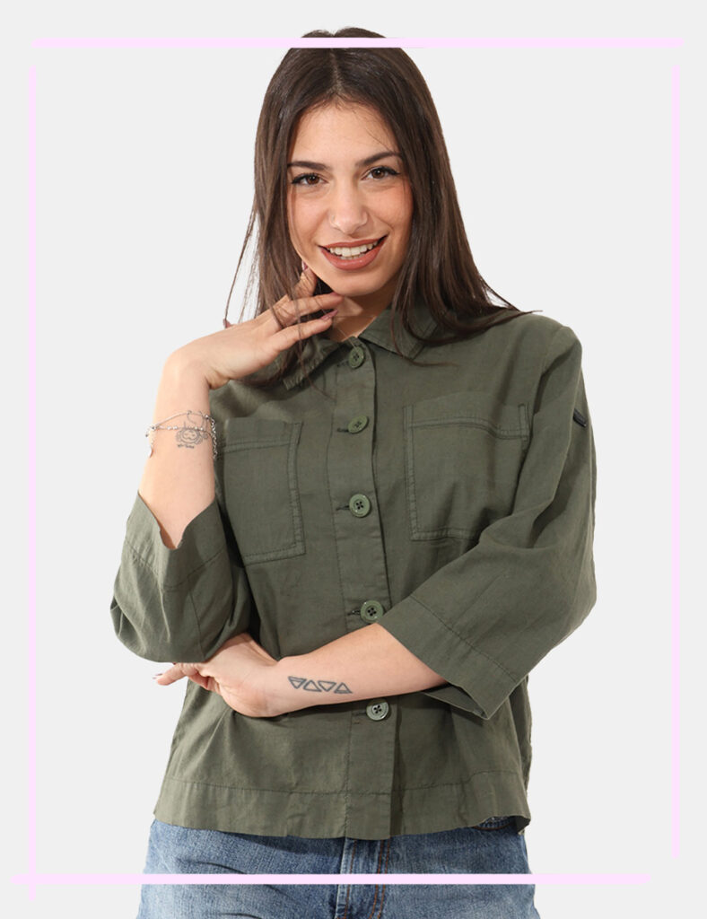 Camicia bluse elegante da donna scontata - Camicia Refrigiwear Verde tg. S